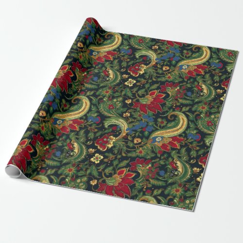 Vintage Chinoiserie Red Yellow Green Wrapping Paper