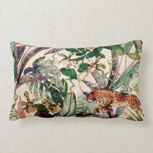 Vintage Chinoiserie Tropical Jungle Lumbar Pillow
