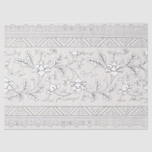 Vintage Chinoiserie White Floral Decoupage Tissue Paper