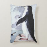 Vintage Chinstrap Penguin, Birds from Antarctica Accent Pillow
