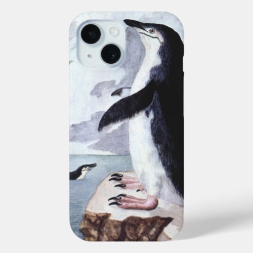 Vintage Chinstrap Penguin Birds from Antarctica iPhone 15 Case