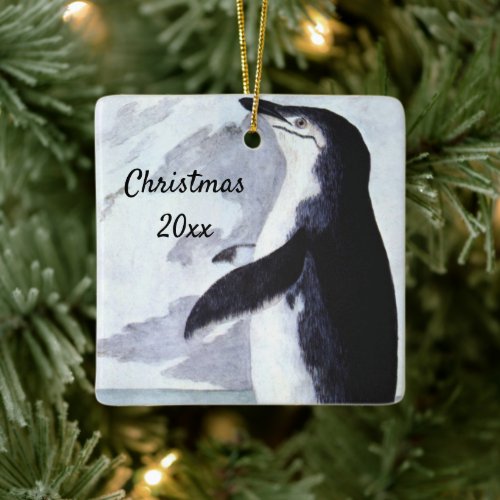 Vintage Chinstrap Penguin Birds from Antarctica Ceramic Ornament
