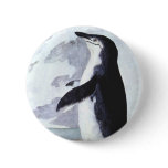 Vintage Chinstrap Penguin, Birds from Antarctica Pinback Button
