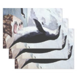 Vintage Chinstrap Penguin, Birds from Antarctica Wrapping Paper Sheets