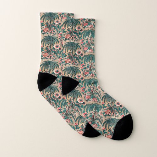 Vintage Chintz Floral Tropical Socks