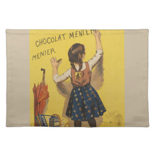Vintage Chocolat Menier French Poster Bouisset Art Cloth Placemat