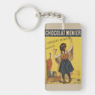 Vintage Chocolat Menier French Poster Bouisset Art Keychain