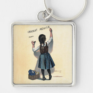 Vintage Chocolat Menier French Poster Bouisset Art Keychain