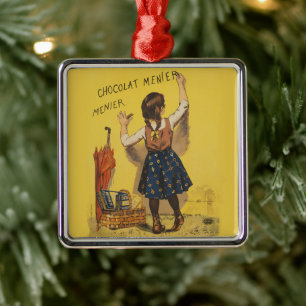 Vintage Chocolat Menier French Poster Bouisset Art Metal Ornament