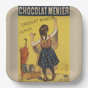 Vintage Chocolat Menier French Poster Bouisset Art Paper Plates