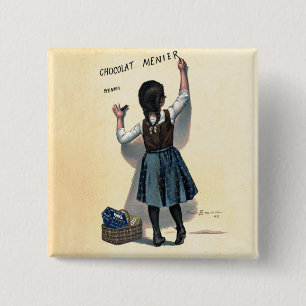 Vintage Chocolat Menier French Poster Bouisset Art Pinback Button