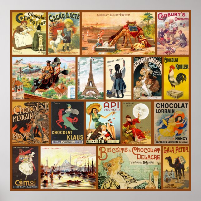 Vintage Chocolate Advertisements Poster (Front)