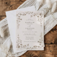 Vintage Chocolate Brown French Floral Wedding