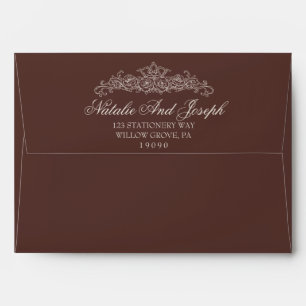 Vintage Chocolate Brown Old Money Wedding Envelope