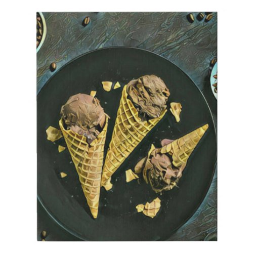 Vintage chocolate ice cream cones faux canvas print