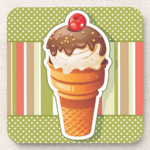 Vintage Chocolate ice cream Drink Coaster