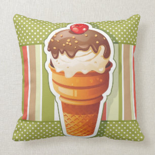 Vintage Chocolate ice cream Throw Pillow