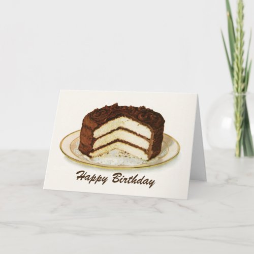 Vintage Chocolate Iced Layer Cake Birthday Card