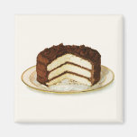 Vintage Chocolate Iced Layer Cake Fridge Magnet