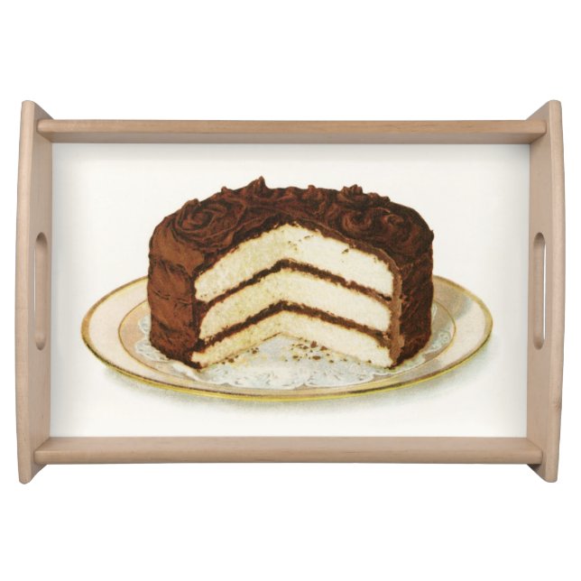 Vintage Chocolate Iced Layer Cake Serving Tray (Front)