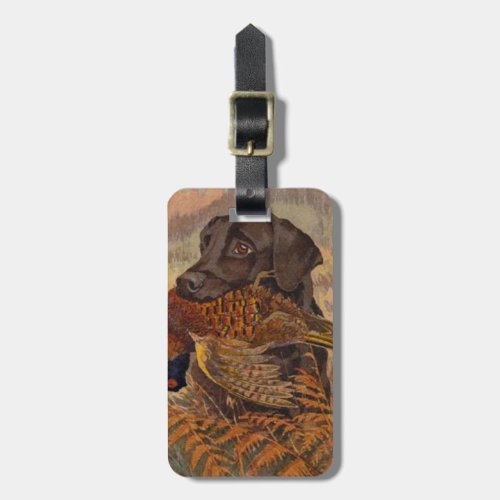 Vintage Chocolate Lab Hunting Luggage Tag