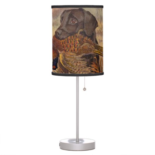 Vintage Chocolate Lab Hunting Table Lamp