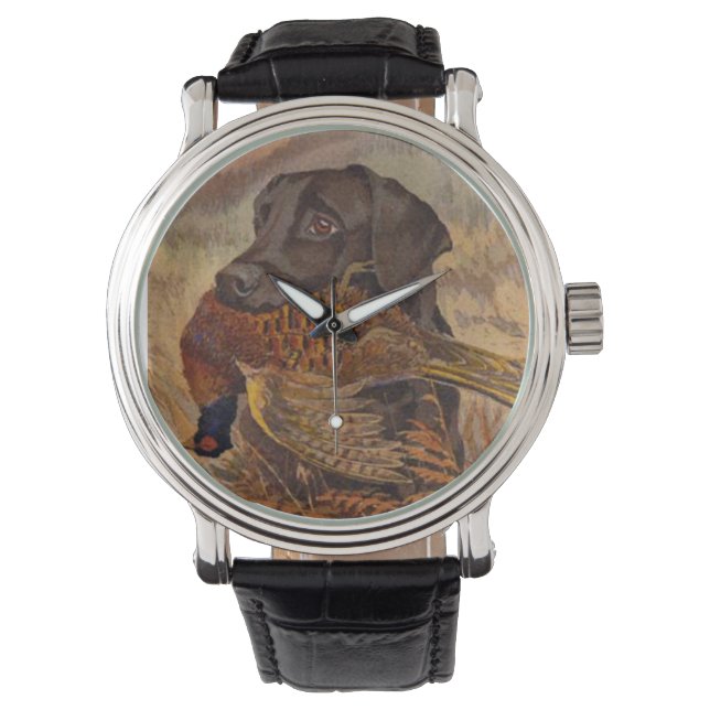 Vintage Chocolate Lab Hunting Watch (Front)