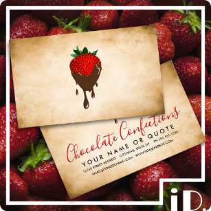 vintage chocolate strawberry business card