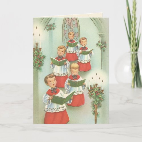 Vintage Choir Boys Christmas Holiday Card