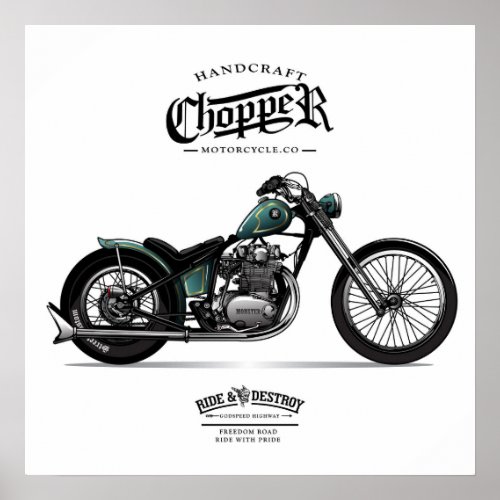 Vintage Chopper Motorcycle Poster