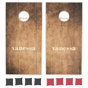 Vintage Chopping Block Minimal Modern Classic Name Cornhole Set