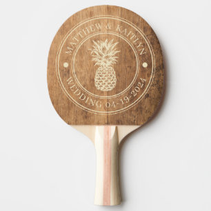 Vintage Chopping Block Pineapple Wedding  Names Ping Pong Paddle