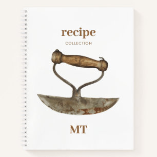 Vintage Chopping Knife Recipe Cookbook Monogram Notebook