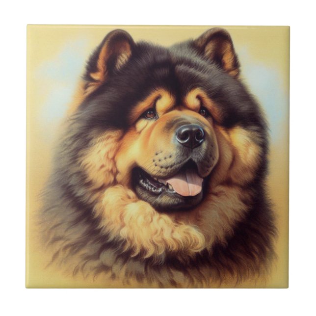 Vintage Chow-Chow Painting Ceramic Tile (Front)