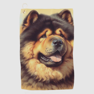 Vintage Chow-Chow Painting Golf Towel
