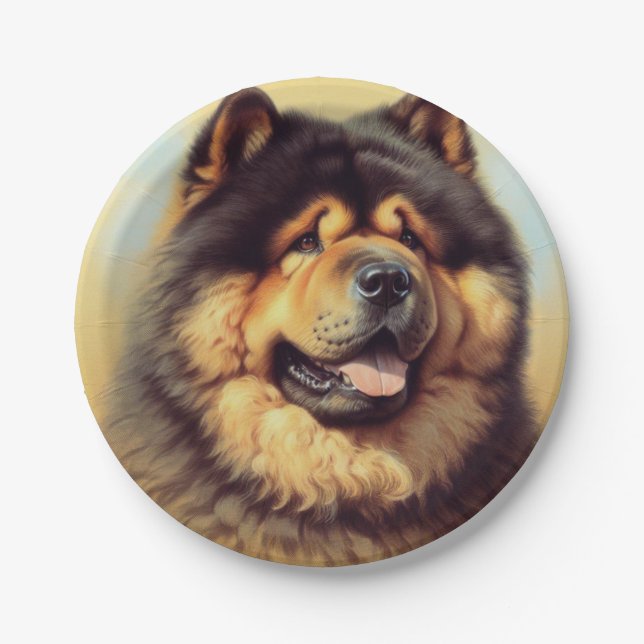 Vintage Chow-Chow Painting Paper Plates (Front)