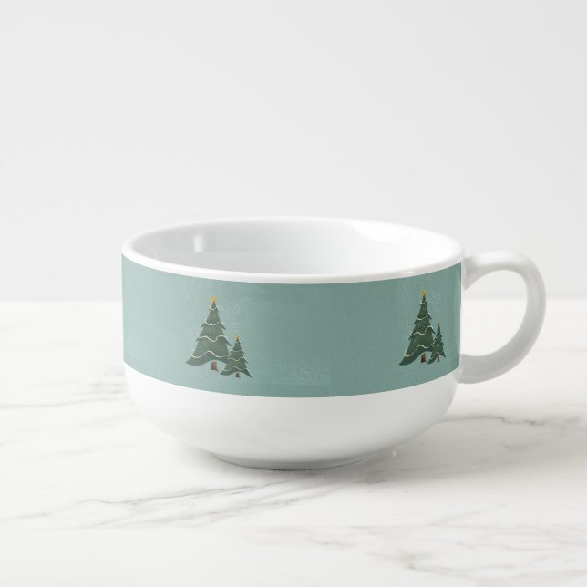 Vintage Chrismas Trees Soup Mug (Left)
