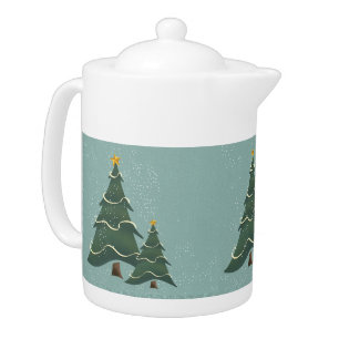 Vintage Chrismas Trees Teapot