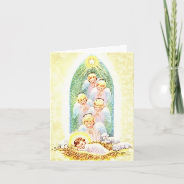 Vintage Christ Child with Angels Christmas Card (Front)