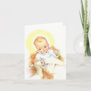 Vintage Christ Child with Lamb Christmas Card