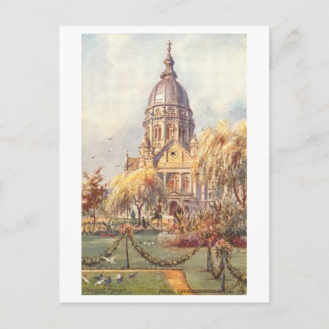 Vintage Christ Church Mainz Germany Postcard (Front)