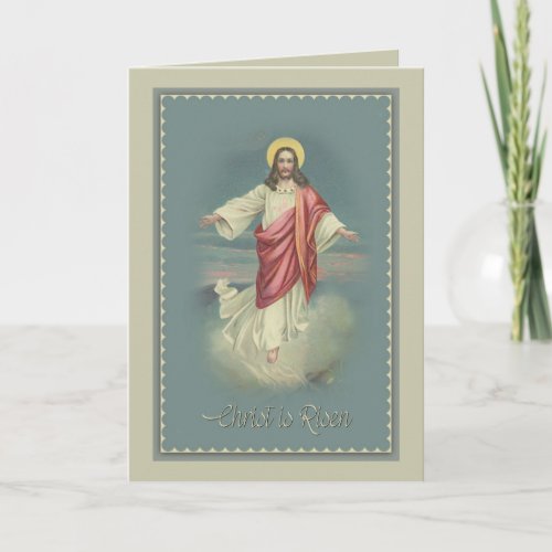 Vintage Christ is Risen Easter Greeting Holiday Card