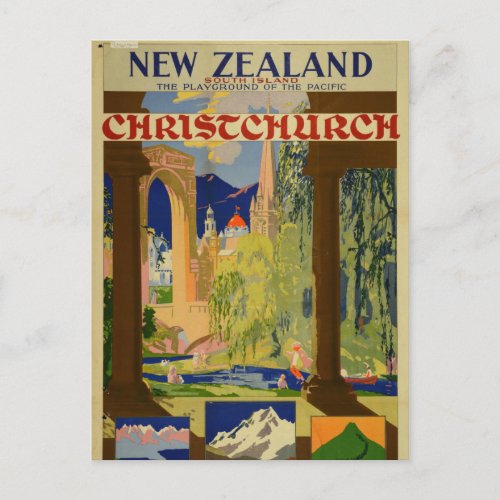 Vintage Christchurch New Zealand Travel Postcard