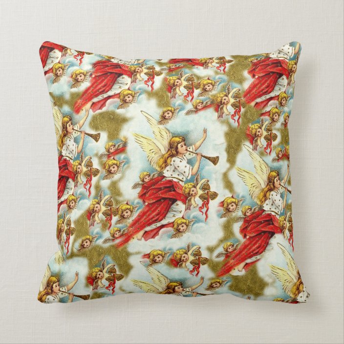 Vintage Christian Christmas Angels & cherubs Throw Pillow