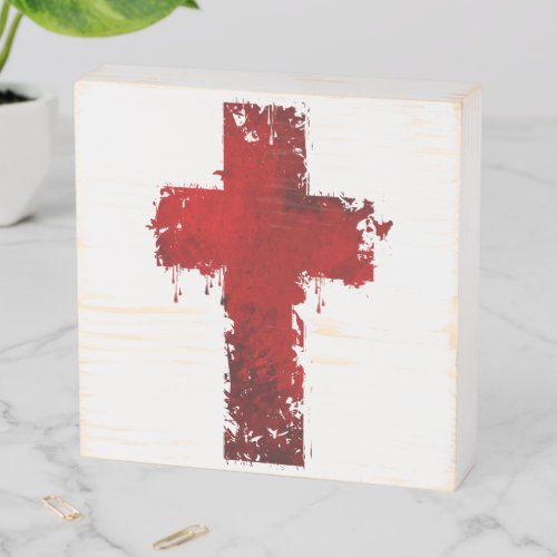Vintage Christian Cross of JESUS CHRIST Faith Wooden Box Sign
