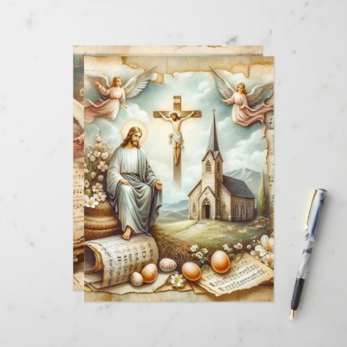 Vintage Christian Easter Scrapbook Paper