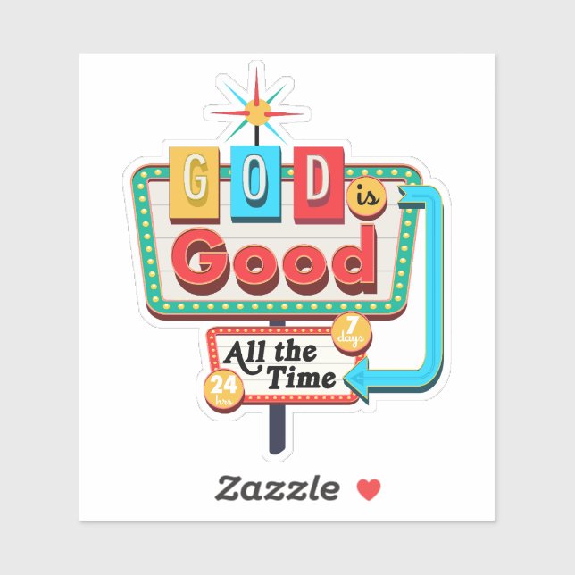 Vintage Christian Retro God is Good All the Time Sticker (Sheet)