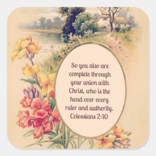 Vintage Christian Scripture Verse Square Sticker