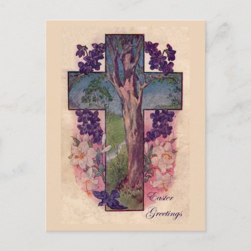 Vintage Christian Tree Easter Postcard