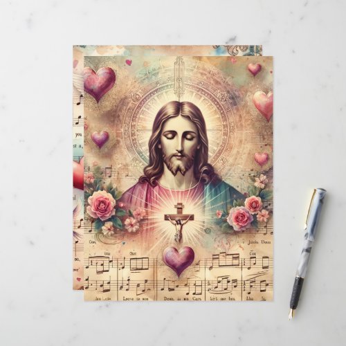 Vintage Christian Valentines Scrapbook Paper